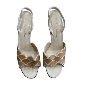 Marc Souliers Paris Heels Slingback Leather Brown Beige 6.5 US